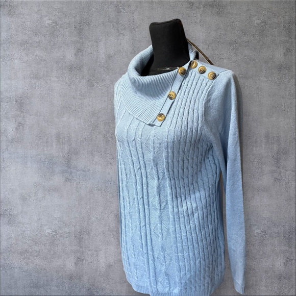 Briggs New York Sweaters - Briggs Women's Light Blue Button-Detail Sweater